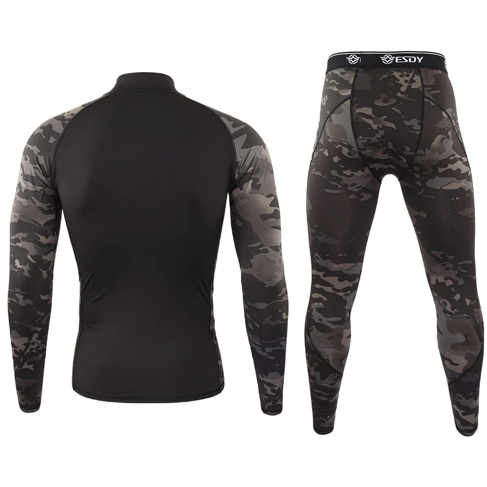Nueva ropa interior de entrenamiento deportivo de manga larga para otoño e invierno para hombre, ropa térmica resistente al viento, ropa de gimnasio para Fitness - imagen 2