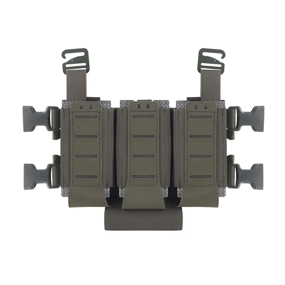 = Triple bolsa Magzine 5,56, chaleco táctico multifunción, Panel frontal, liberación rápida, caza, Airsoft, aparejo de pecho, accesorios para chaleco - imagen 2