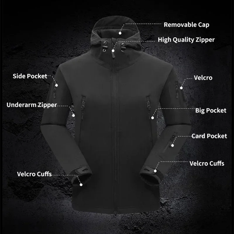 Chaqueta táctica de piel de tiburón TAD para hombre, ropa de caza al aire libre, senderismo, escalada, abrigo deportivo impermeable, cortavientos - imagen 5