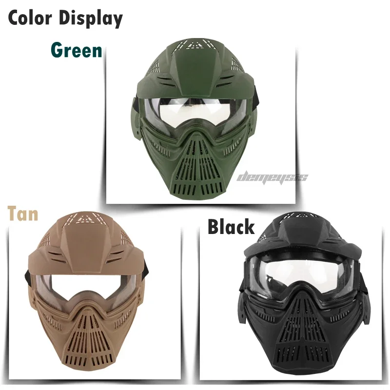 Máscara de cara completa Airsoft caza CS juego de guerra máscaras protectoras tiro al aire libre Paintball máscara transpirable accesorios con gafas - imagen 3