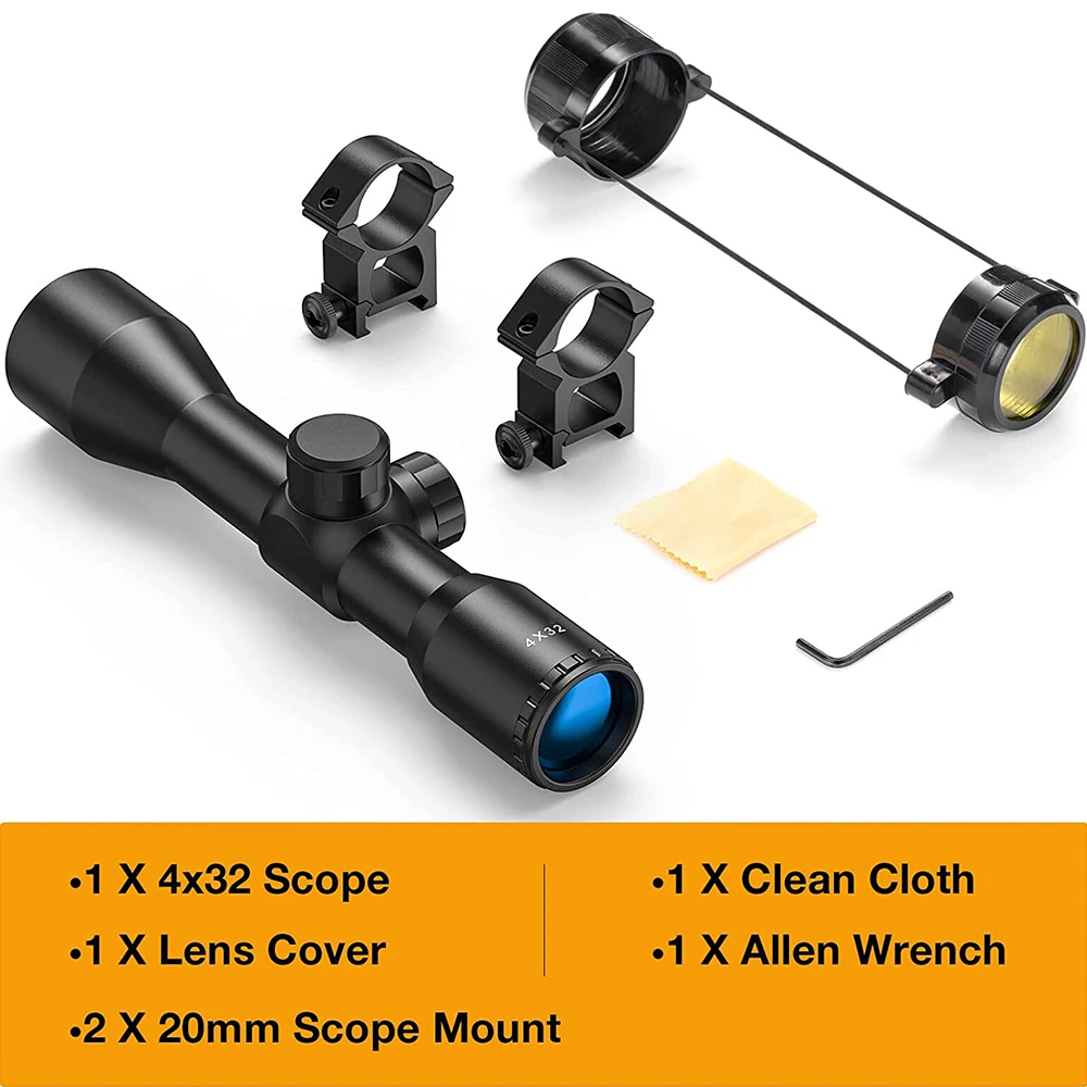 Mira telescópica para Rifle compacta 4x32, óptica para mira telescópica para caza, mira telescópica para riel Picatinny de 11/20mm - imagen 5