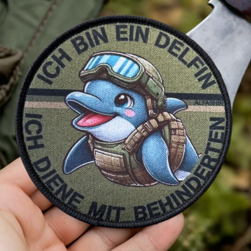 Parche con estampado de delfines de Anime, chaleco táctico, sombreros con gancho y bucle, insignia de moral, mochila, pegatinas decorativas, parches para brazalete para ropa - imagen 2