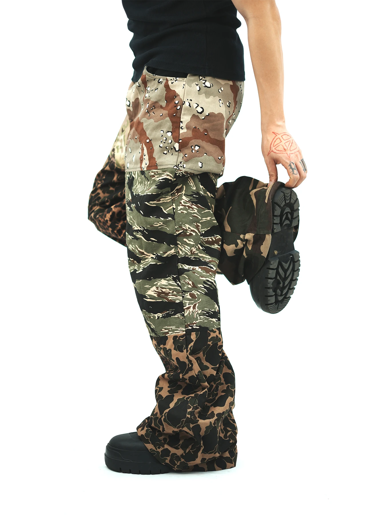 Pantalones de trabajo de empalme de camuflaje al aire libre tubo recto ultra suelto efecto adelgazante versátil - imagen 4