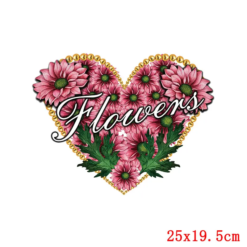Parches térmicos de transferencia de calor para mujer, parches de planchado de pétalos de flores en el talón, accesorios de apliques para ropa DIY - imagen 2