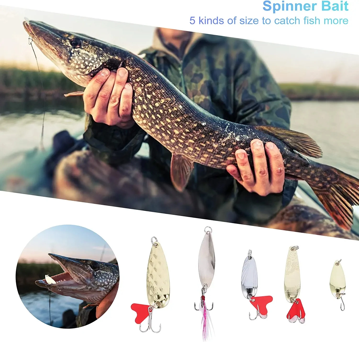 Kit de Señuelos de Pesca de piezas, cebos artificiales duros blandos, cebo de pesca Crankbait, Wobblers de vibración, trucha, carpa, 275 - imagen 4