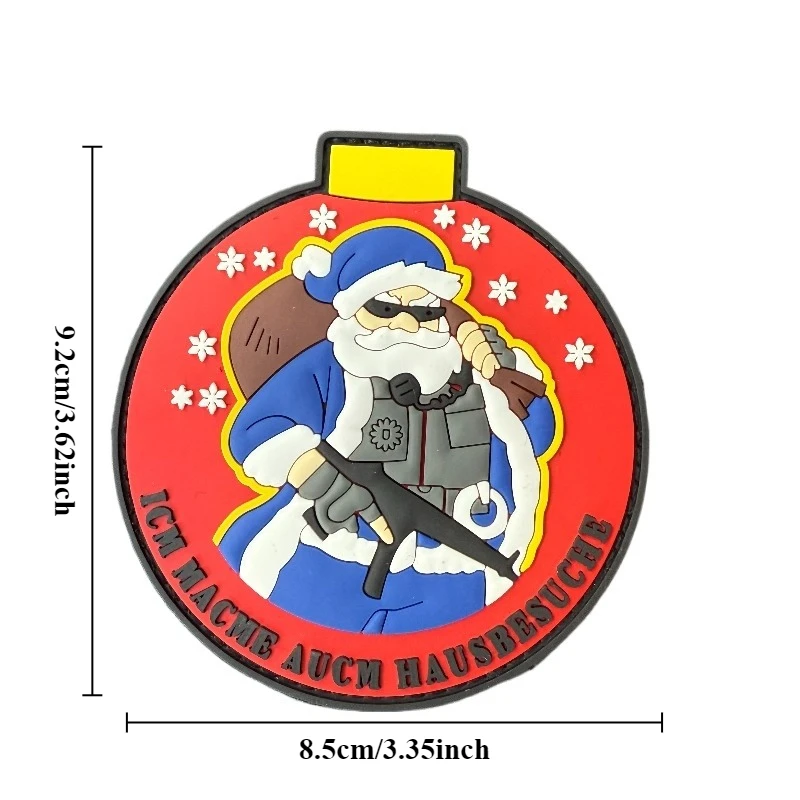 Parche táctico de Papá Noel con gancho y bucle, insignia de moral militar, brazalete de combate, mochila, parche de Navidad - imagen 5