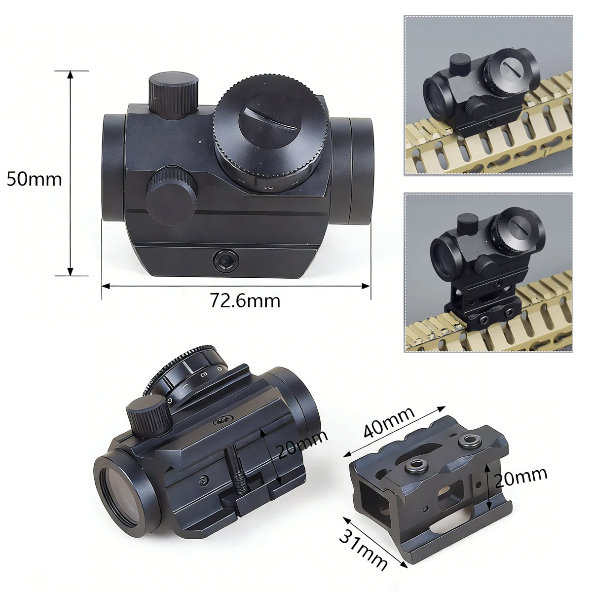Mira Punto Rojo 2MOA – Colimador Táctico Airsoft Caza Picatinny - imagen 3