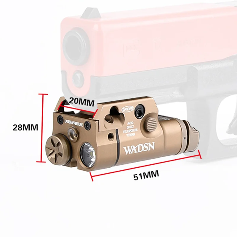 WADSN-linterna táctica de Metal XC2 para explorador, mira de punto rojo, láser verde G17 G19, accesorios Airsoft aptos para riel Picatinny de 20mm - imagen 4