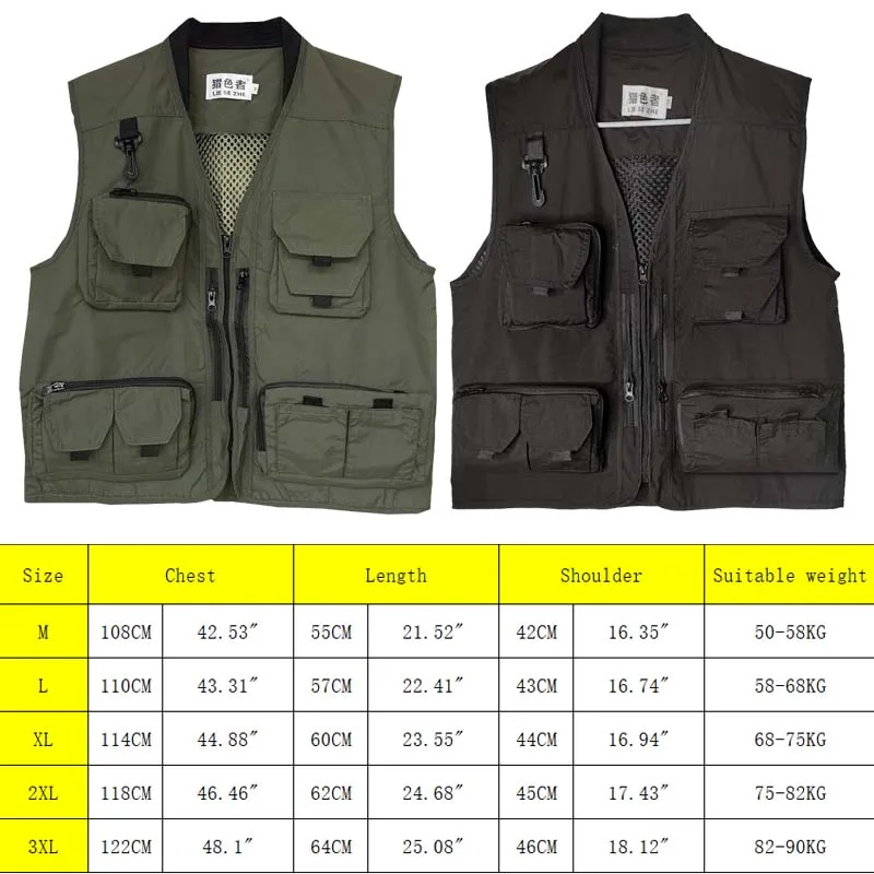 Men's Vest Tactical Webbed Gear Fishing Vests Summer Photographer Waistcoat Tool Multi Pocket Mesh Work Sleeveless Jacket Male - imagen 4