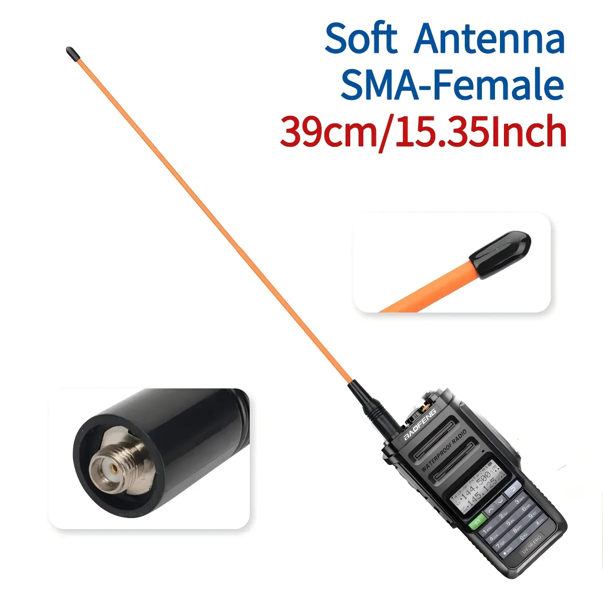 ABBREE AR-771C SMA hembra impermeable antena de doble banda 144/430MHz para Baofeng UV-5RH UV-5R Mini BF-888S AR-152 Walkie Talkie - imagen 2