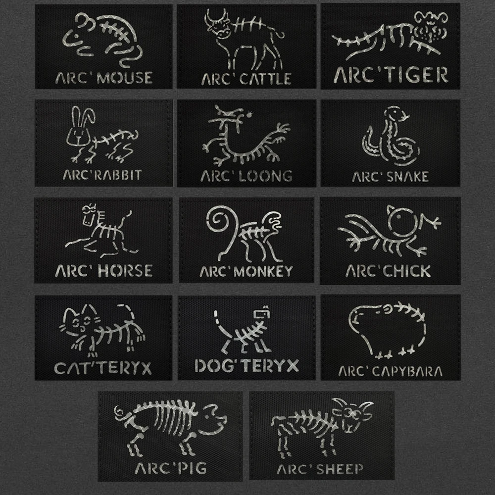 Parches de arco Ancestor de 12 huesos del zodiaco, divertido corte láser, ratón, serpiente, cerdo, emblema reflectante infrarrojo, insignia adhesiva para mochila al aire libre