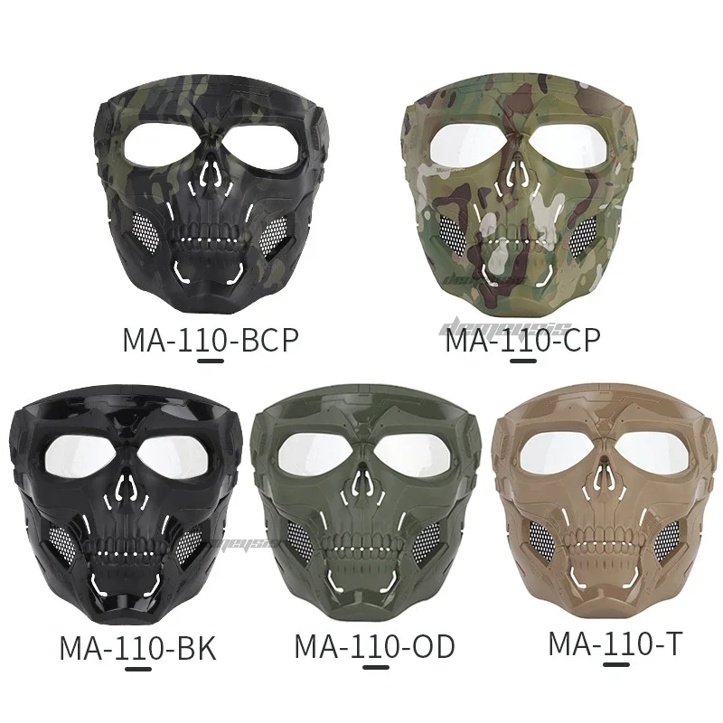 Máscara de calavera Airsoft para deportes al aire libre, motocicleta, ciclismo, tiro, caza, máscara táctica para hombres y mujeres, máscaras de Cosplay de Halloween, 2 modos de desgaste - imagen 3