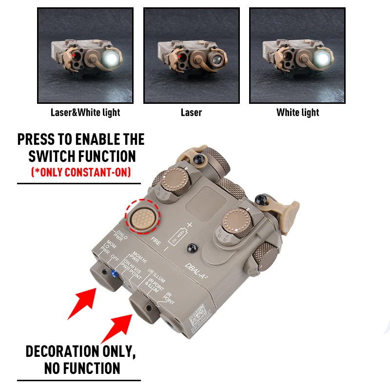 WADSN-DBAL A2 táctico, láser rojo, verde, azul, indicador de punto, Airsoft, versión simplificada, vista, Rifle de caza, linterna de puntería - imagen 2