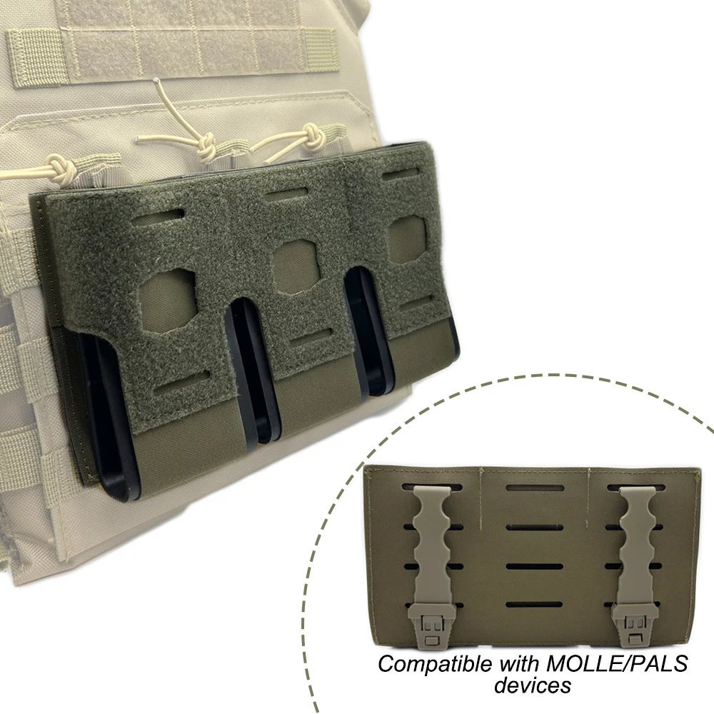Bolsa de revista táctica de corte láser Triple 5,56, inserto de revista incorporado, accesorios de chaleco MOLLE, equipo de chaleco Airsoft de caza - imagen 5