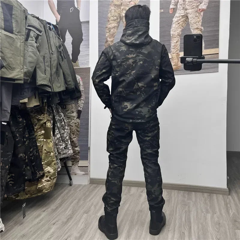 Uniforme militar de combate, traje táctico, chaquetas de lana de camuflaje Multicam, ropa de trabajo de entrenamiento Airsoft, camisa de caza, pantalones Cargo, conjuntos para hombres - imagen 5