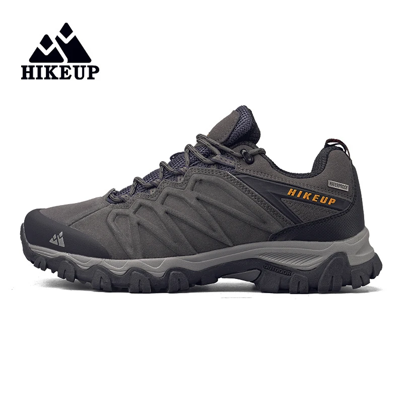 HIKEUP, zapatos de senderismo de cuero de alta calidad, duraderos, para deportes al aire libre, zapatos de cuero para senderismo para hombres, zapatillas de deporte con cordones para escalar y cazar - imagen 5