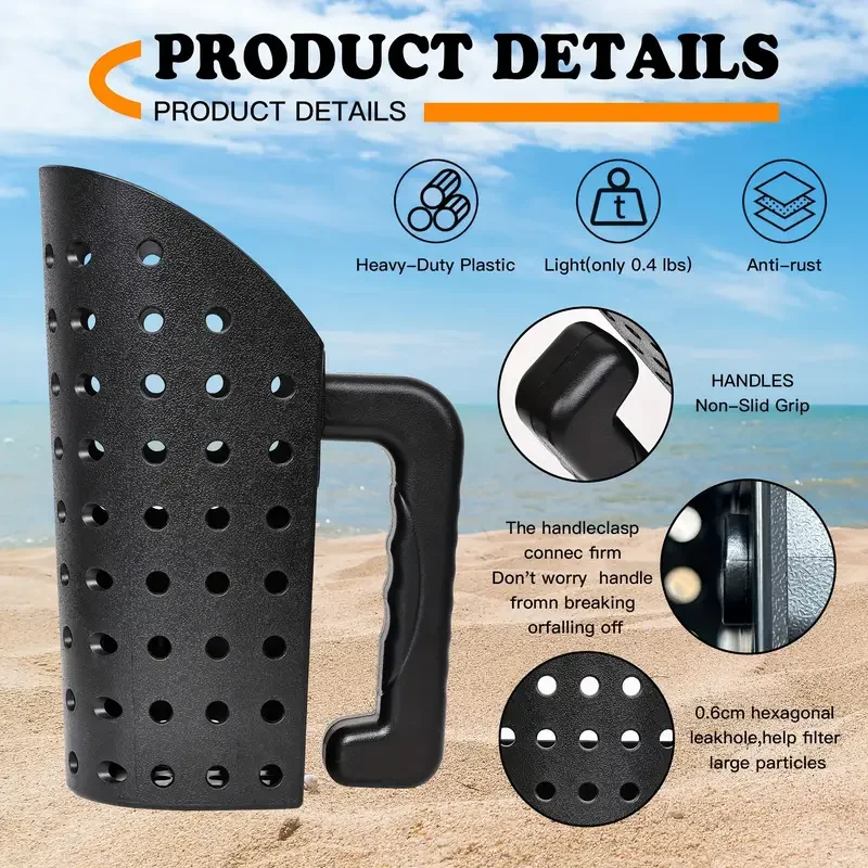 Pala de playa de plástico ABS, tamiz de arena, pala de arena, Detector de metales, juego de pala de arena para accesorios de detección de metales de playa - imagen 5