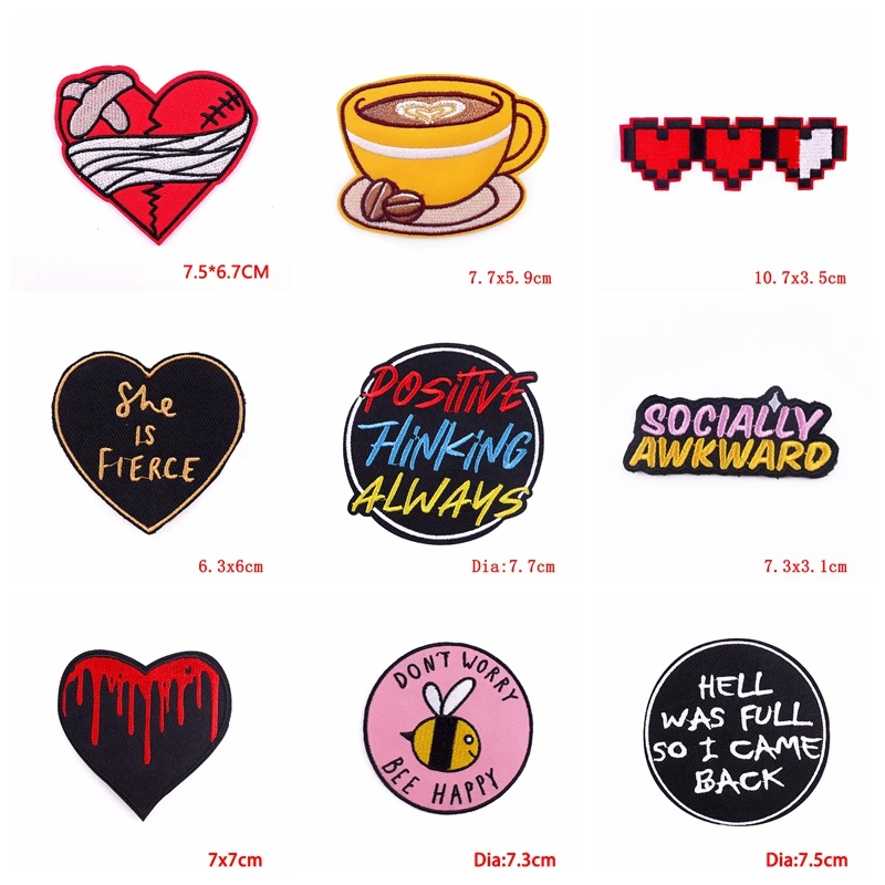 Parche bordado de dibujos animados/letras, parches termoadhesivos para ropa, apliques para coser chaqueta, 10 unids/lote - imagen 3