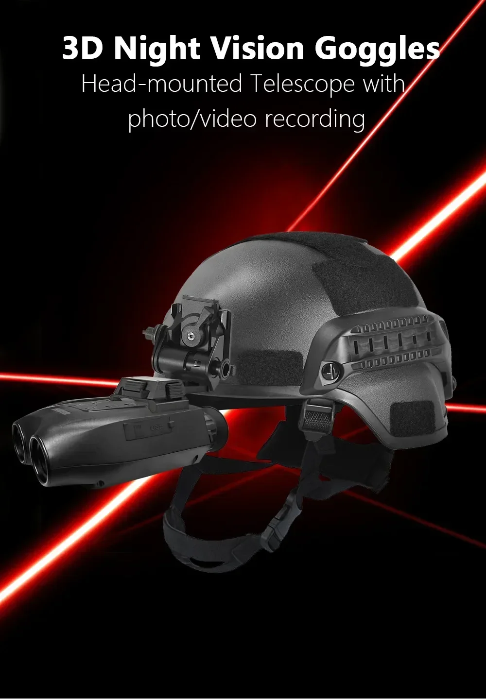 Binoculares DT99 de visión nocturna, Zoom Digital 8X, infrarrojos de 300M, 48MP, 2,5 K, vídeo UHD, cámara telescópica montada en la cabeza 3D para caza - imagen 4