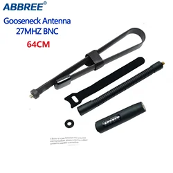 ABBREE-antena táctica CB plegable con cuello de cisne, BNC 27MHz BNC 64CM de alta ganancia para Cobra Midland Macon Anytone, Radio CB ham bidireccional
