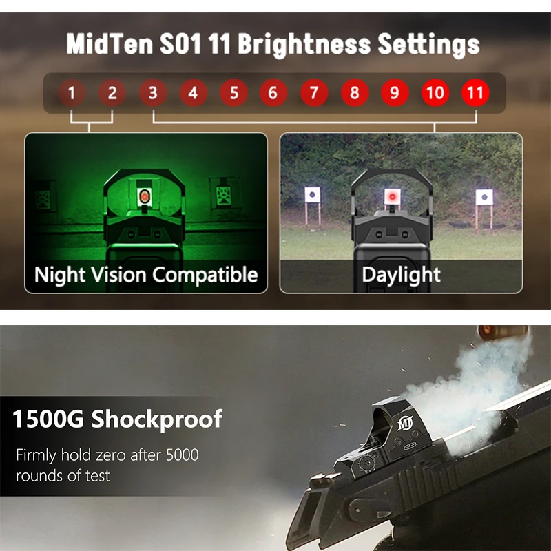 Shake Motion Awake Mini adaptador de mira de punto rojo para GL MOS y Picatinny 3 MOA pistola óptica de punto rojo mira réflex lente asférica grande - imagen 4