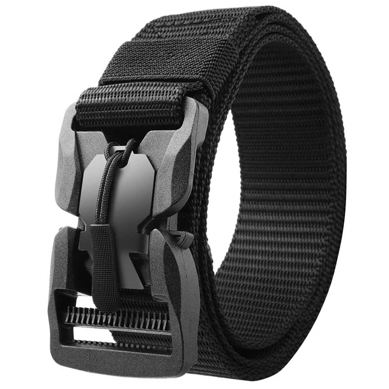 Cinturón táctico genuino, cinturón con hebilla magnética de liberación rápida, accesorios deportivos de nailon Real suave, cinturón para hombres y mujeres