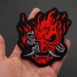 Parche bordado con cabeza de diablo rojo, chaqueta para Club de motocicleta, camiseta sin mangas, parche de tela bordado, brazalete con gancho y bucle