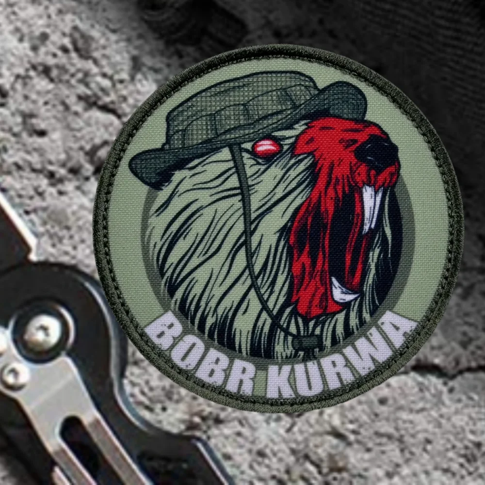 BOBR KURWA-Parche estampado de moral táctica, parches militares del ejército de castor, insignia, brazalete, gancho y bucle, accesorios para mochila, pegatina - imagen 3