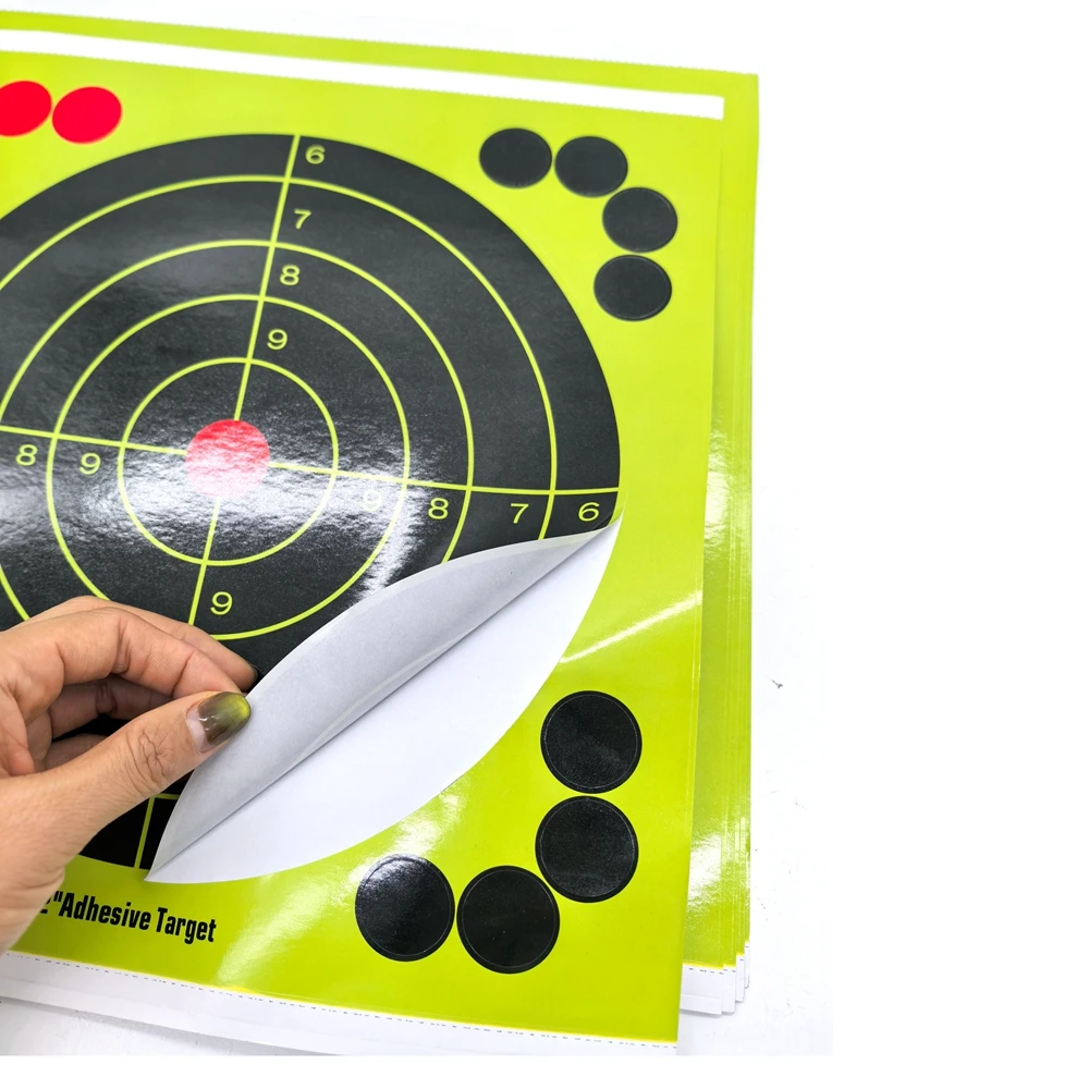 10 Uds. De pegatinas de papel autoadhesivas con salpicaduras de tiro para el alcance, 12 "x 12", con comentarios de impacto amarillo - imagen 2