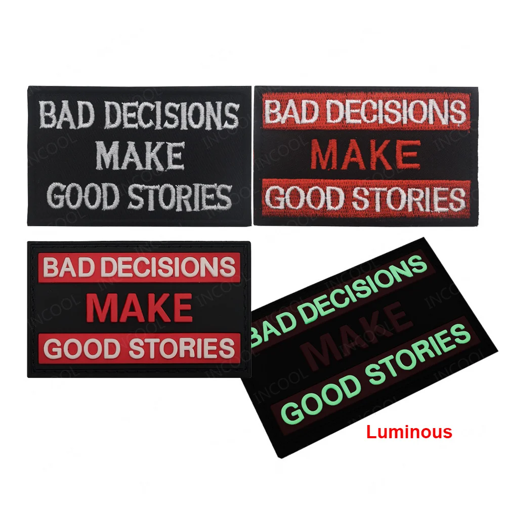 Malas decisiones, buenas historias, parches luminosos de goma de PVC, frases inspiradoras de mujer exitosa, insignias con apliques bordados - imagen 2