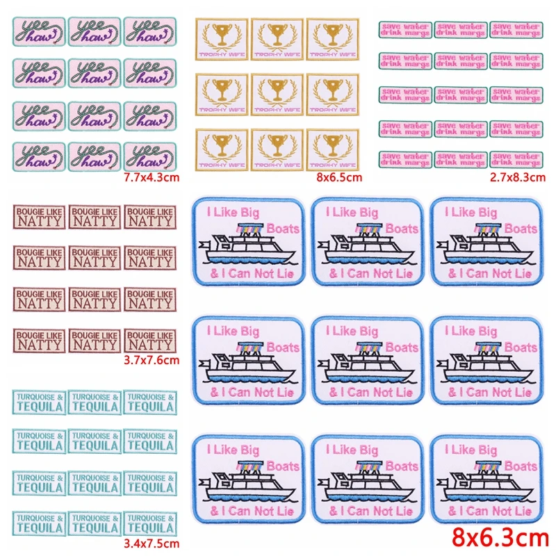 Parche bordado de letras para planchar en la ropa, parches bordados de dibujos animados, apliques de ropa, pegatinas, decoración, 10 unidades por lote