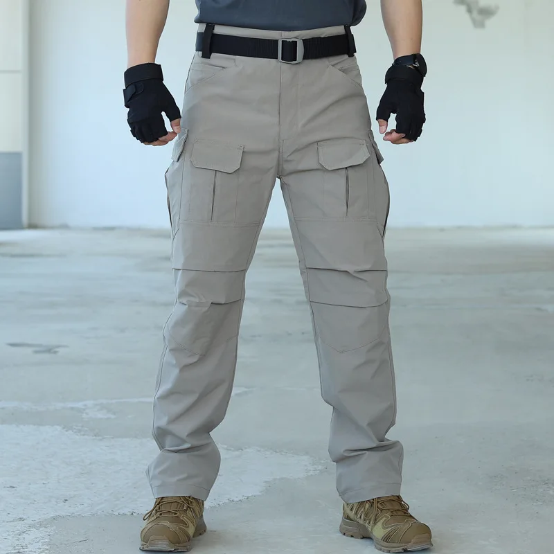 Pantalones tácticos de trabajo con múltiples bolsillos para hombre, pantalones deportivos impermeables para exteriores, senderismo, escalada, combate, pantalones militares de carga, verano - imagen 3