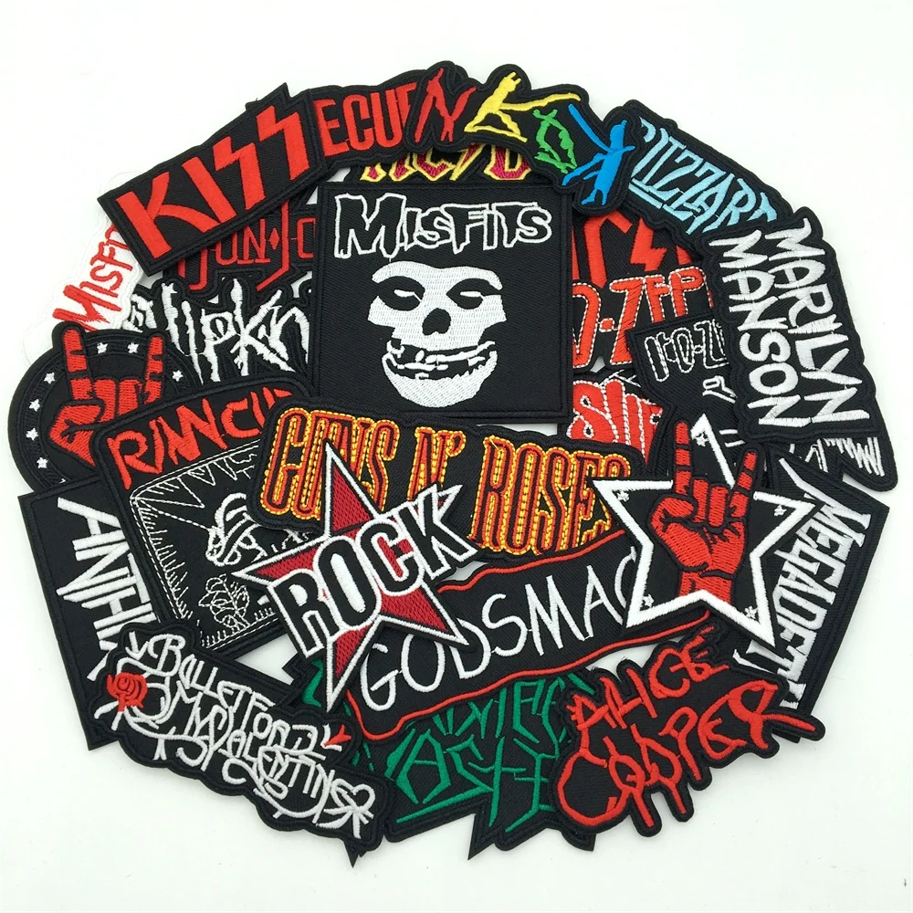 25 unids/lote de parches de banda de Rock para ropa, parches bordados para planchar, música, ropa DIY, pegatinas de rayas, chaqueta de costura - imagen 4