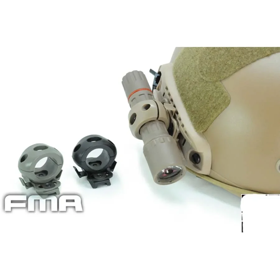 Abrazadera de linterna individual de 1 pulgada con riel lateral táctico para casco rápido - imagen 2