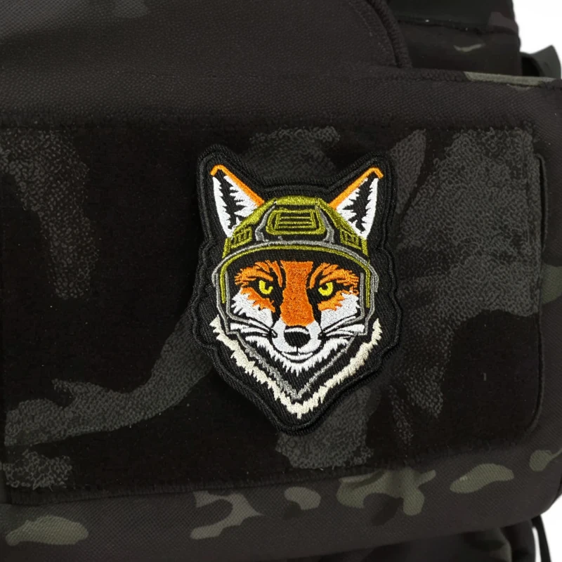 Parche bordado con cabeza de zorro, insignia de moral con gancho y bucle, brazalete militar, pegatinas para mochila - imagen 4