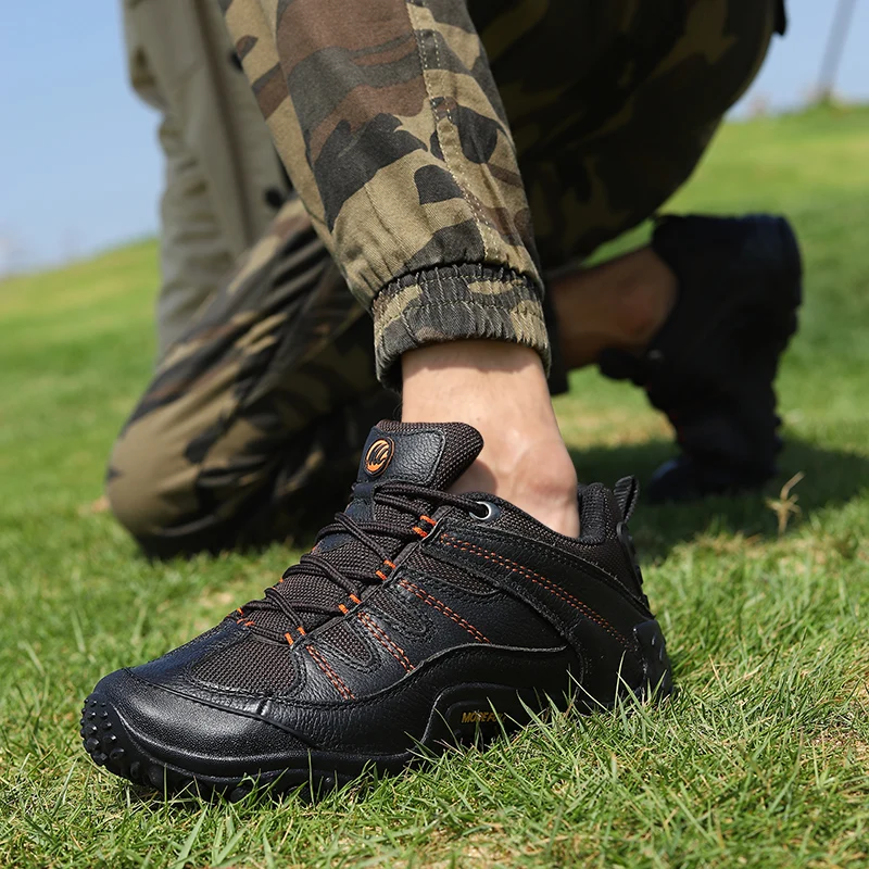 Zapatos de senderismo de cuero de vaca para hombre y mujer, botas de caza de montaña, zapatos de trekking impermeables al aire libre, zapatos de escalada para caminar, zapatillas tobilleras - imagen 5