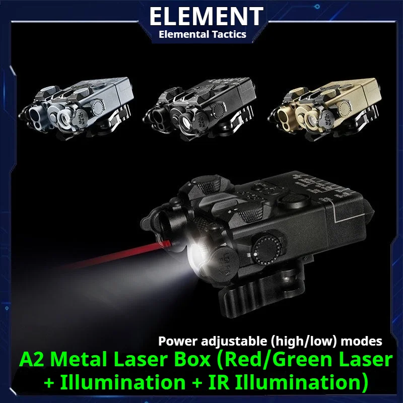 Luz Táctica de Reconocimiento de Caza con Iluminación Infrarroja de Alta Potencia y Láser de Punto Rojo y Verde Element DBAL-A2, Apta para 20 mm