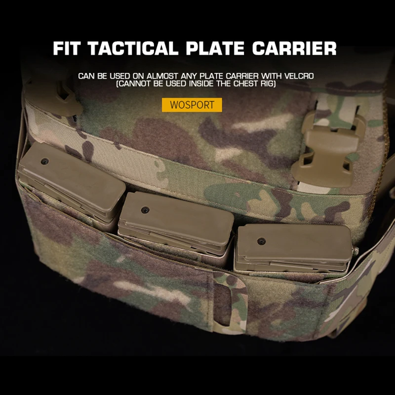 Bolsa táctica para revistas 7,62, chaleco de caza, portador de placa, soporte Triple Mag incorporado, pegatina mágica, bolsa para chaleco Airsoft - imagen 5
