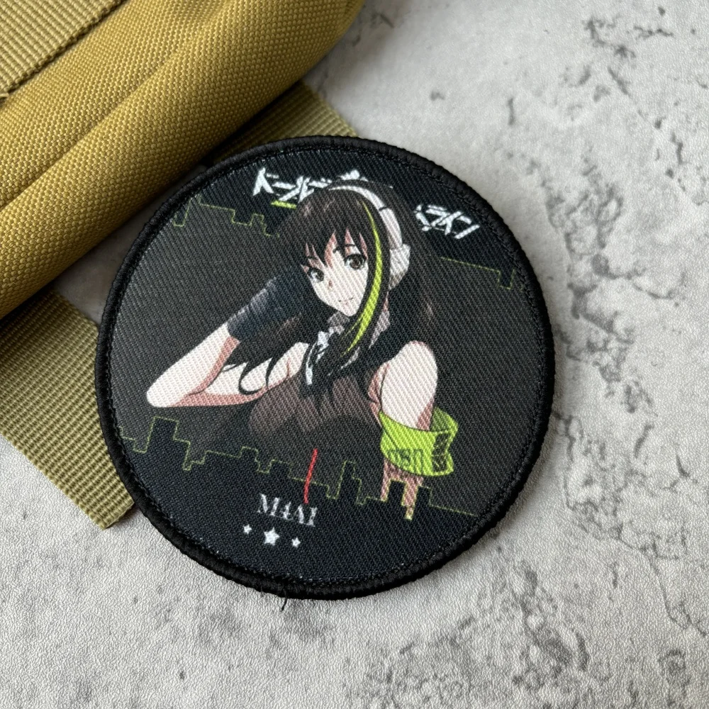 Parches tácticos de moral con estampado de Chica de Anime, parche de gancho y bucle de primera línea para niña, insignia militar, brazalete, ropa, pegatinas para mochila - imagen 5