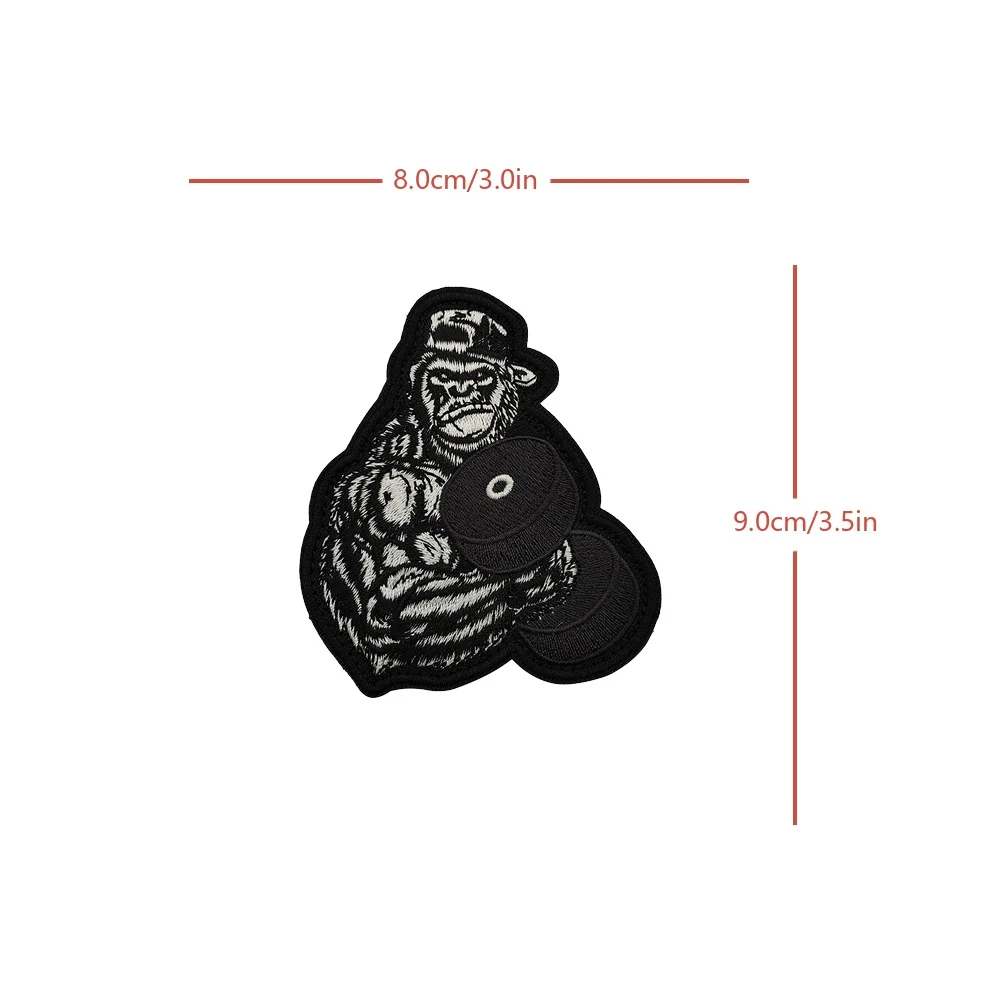 Parche de moral de Velcros Meme táctico de gorila para entrenamiento de pesas, insignia de sujeción de gancho bordada divertida para mochila Molle - imagen 5
