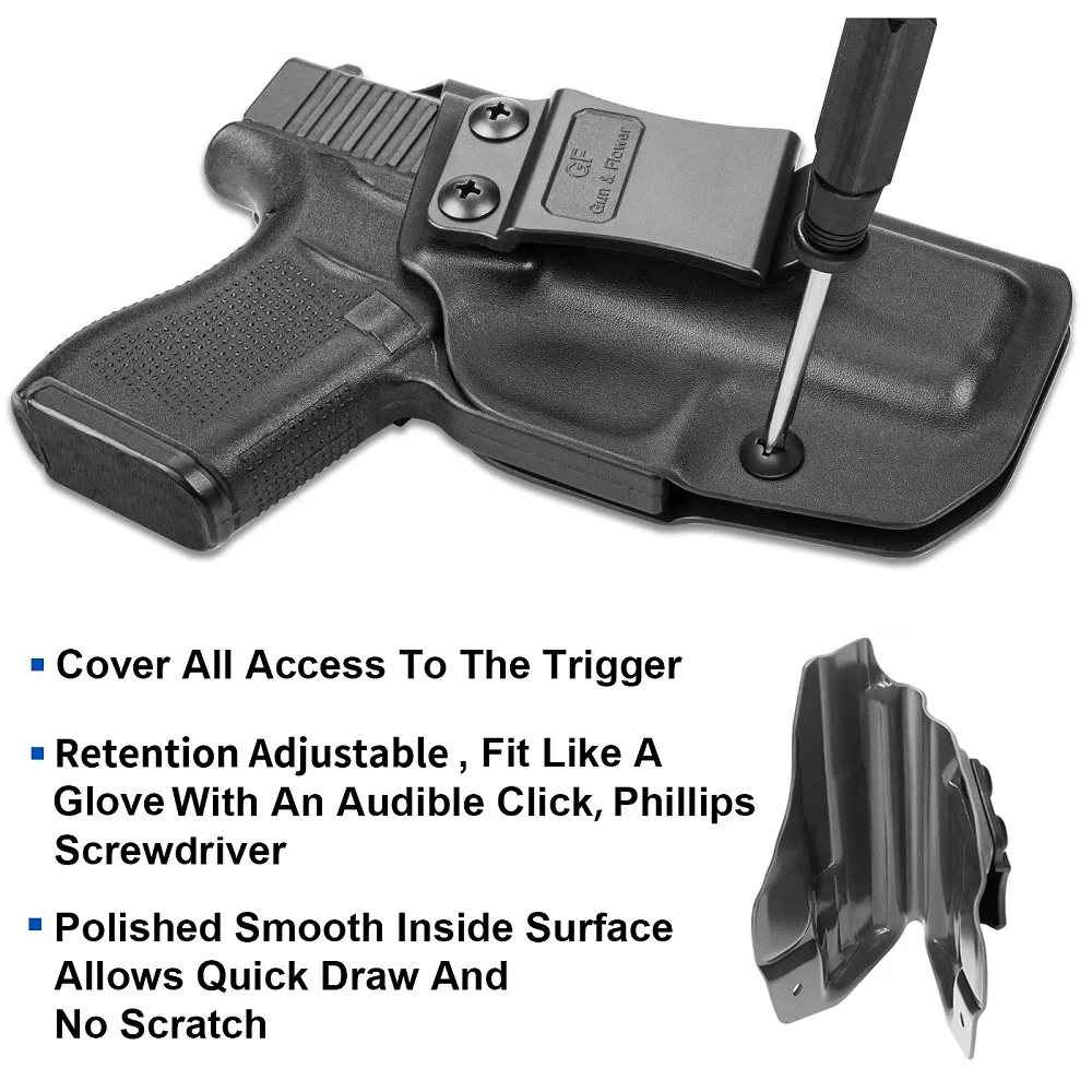 Ajuste para Glock 43/G43X, no apto para G43X MOS, funda IWB, bolsa para pistola con cinturón Kydex, mano derecha/izquierda, bolsas de accesorios para exteriores para hombres - imagen 4
