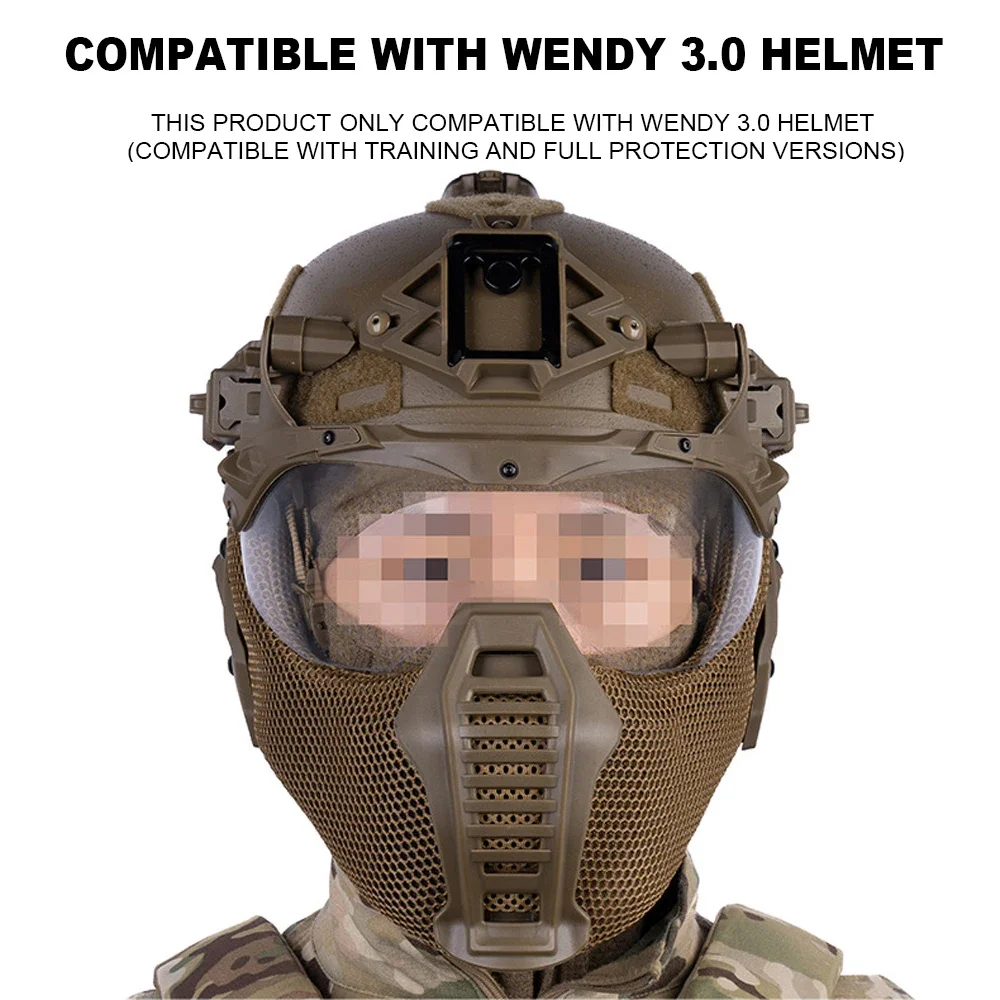 Wendy-casco 3,0 con tapa, cubierta para la oreja, protector bucal, media máscara facial, protección completa, caza, tiro, accesorios para casco Airsoft - imagen 5