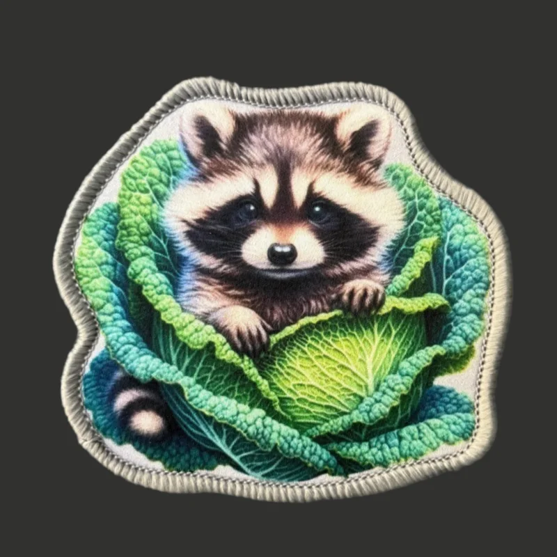 Parche Táctico de Moral con Diseño de Mapache en Repollo, Insignia Impresa con Velcro para Mochila, Decoración de Ropa, Accesorio, Adhesivo, Brazalete - imagen 2