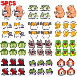 5 uds Corgi gato Rana dinosaurio parche bordado hierro en parches para ropa parches termoadhesivos DIY parches de animales de dibujos animados