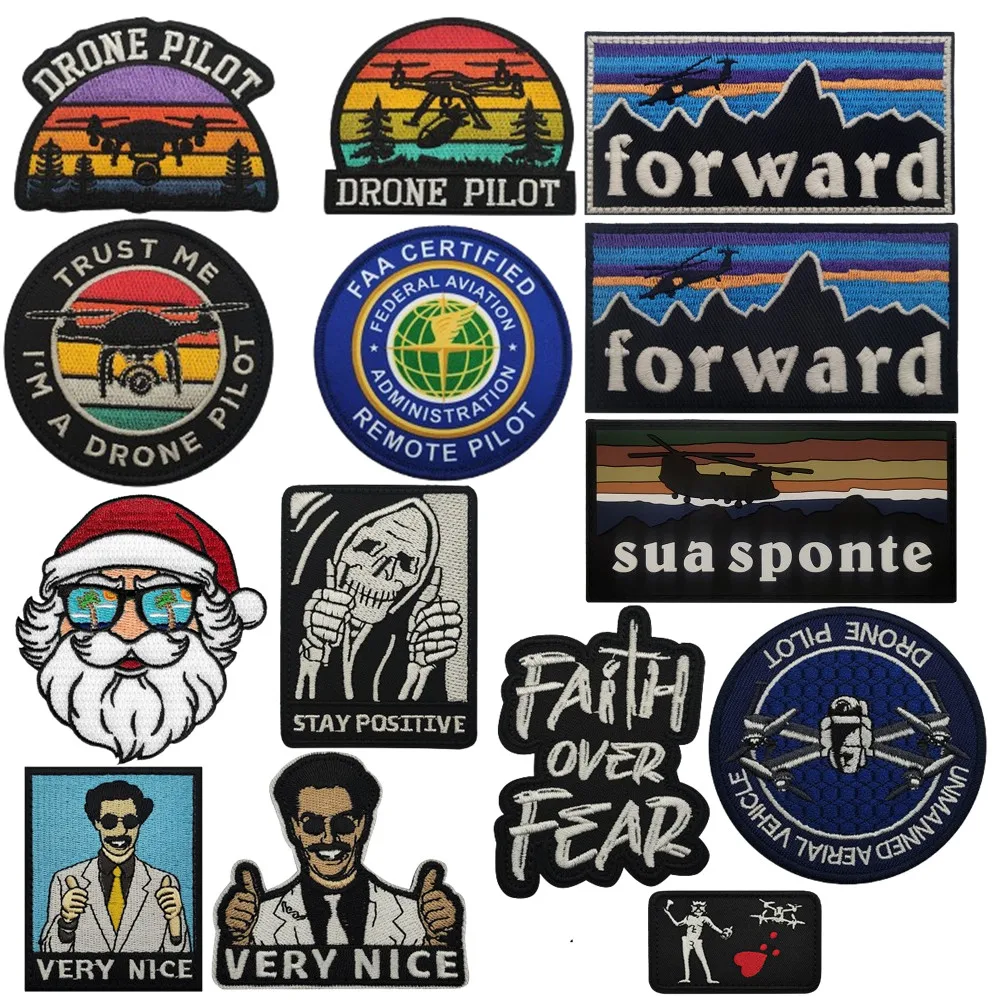 Avanzado, VERY NICE, permanece positivo, parche de tela bordado de piloto de conducción, pegatina mágica de piloto de Dron FAA, insignias bordadas para mochila