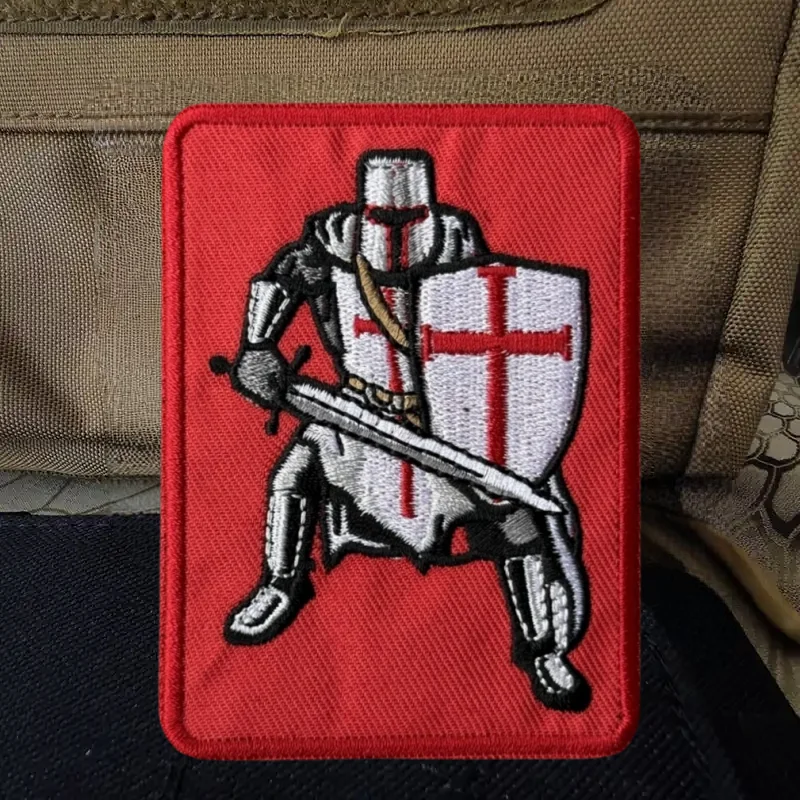 Parche bordado de caballero cruzado, chaleco táctico, insignia de moral con gancho y bucle, pegatinas decorativas para mochila, parches para brazalete para ropa