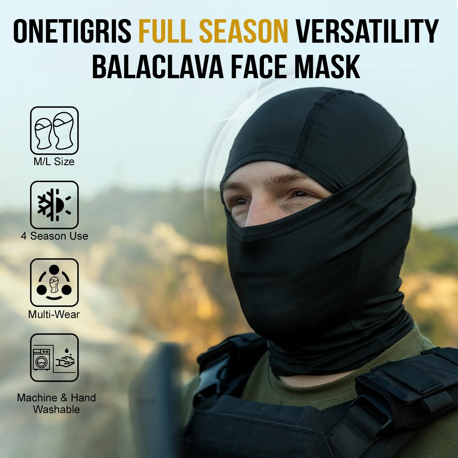 ONETIGRIS pasamontañas de camuflaje táctico máscara facial completa polaina para el cuello sombrero para ciclismo motocicleta caza Airsoft deportes de esquí - imagen 3