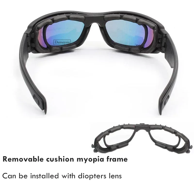 Gafas polarizadas tácticas Daisy C6 para exteriores, gafas de Airsoft para caza y Tiro de motocicleta, Kit de 4 lentes con marco miope - imagen 4