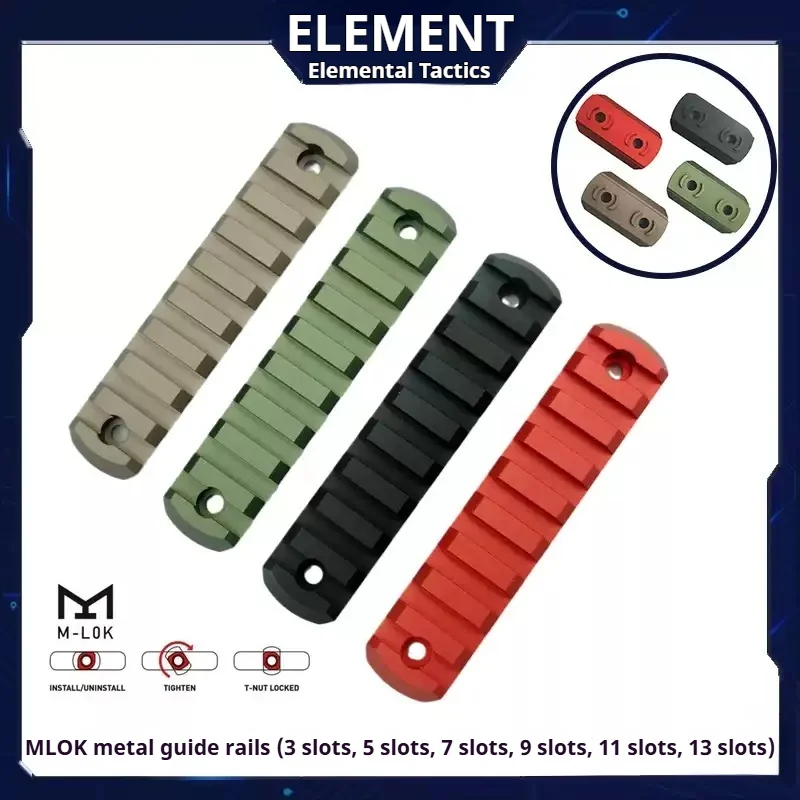 Element Gear Jailbreak CNC aleación de aluminio MLOK carril guía 13 ranuras MI negro rojo arena 3 ranuras 20mm carril guía Universal - imagen 3