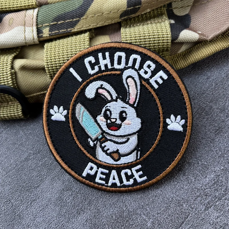 Parche bordado divertido "I CHOOSE PEACE", parche con gancho, insignia de moral táctica, pegatinas para mochila para ropa - imagen 5